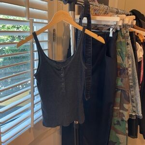 Brandy Melville Dark Gray Tank Top with buttons
